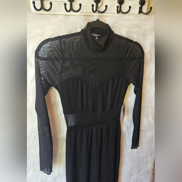 Mixed Threads Elegant Black Mesh Long Sleeve Dress - Picture 2 of 9